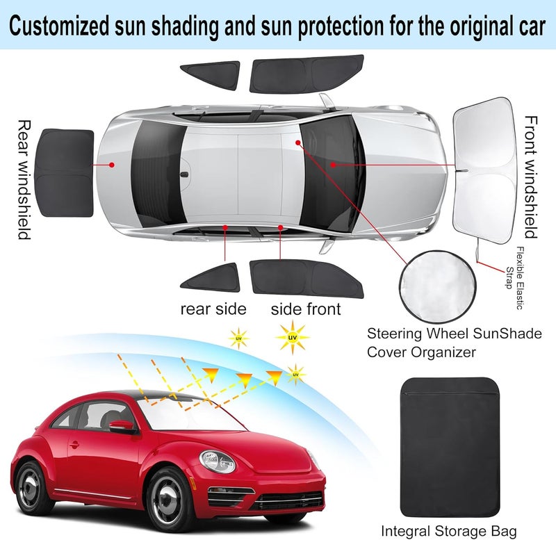 TINGLU Window Shades for Volkswagen VW Beetle 2012-2019 Accessories Car Side Full Windows Windshield Sun Shade Sun UV Rays & Privacy Protection for Camping,Napping,and Relaxing 6PCS - Image 3
